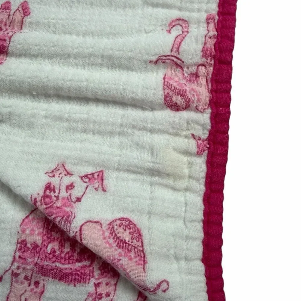 Pottery Barn Kids Lilly Pulitzer 30”x40” Elephant Bazaar Monogrammed Blanket